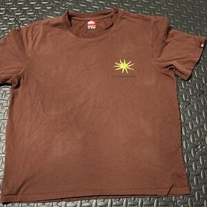 Quiksilver Brown Tee with Yellow Sunburst Size XL
